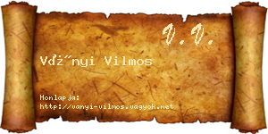 Ványi Vilmos névjegykártya